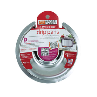 Style D Heavy Duty Chrome Drip Pans in packaging