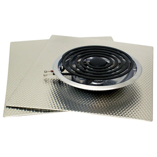 Canning kit contains two large silver counter mats with a large Style A drip bowl and special Canning Element for plug-in electric stoves.