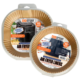 air fryer liners square and round in packaging on white background