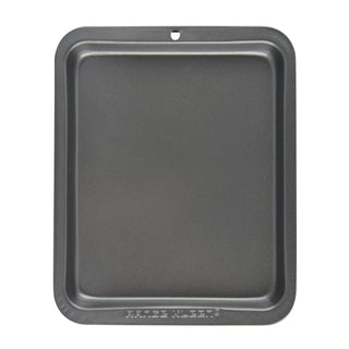 overhead view of cookie sheet on white background