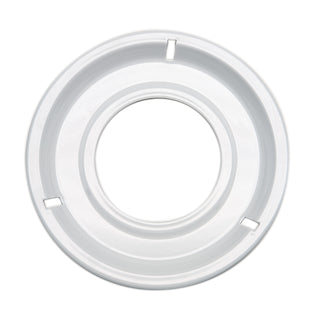 Style G round Drip Pan in White Porcelain on white background.