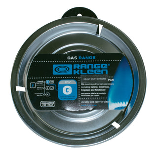 Style G Heavy Duty Chrome Drip Pan in Range Kleen packaging