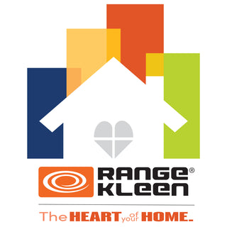 House with colorful background, range kleen logo and the heart of your home statement