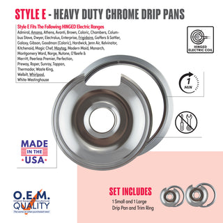product detail page for four pack trim rings and drip pans Style e