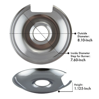 measurement details of large drip pan 8.10 inch diameter