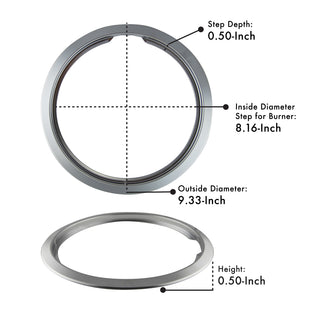 Measurement details for large trim ring measures 9.33 inches outside diameter