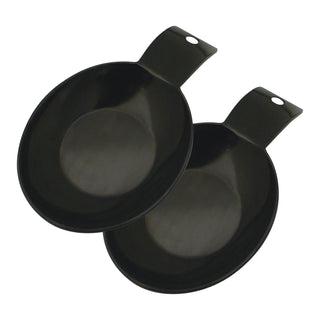 2 pack black melamine spoon rests on white background