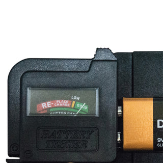 Battery tester with display on a white background