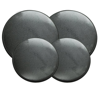 4 pack of black textured burner covers on white background