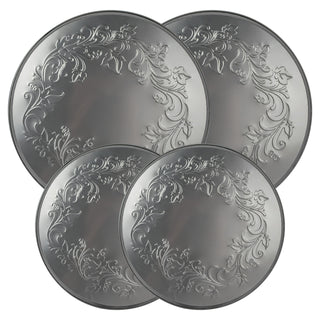 4 pieces ivy embossed decorative burner covers in silver colored metal