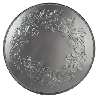 1 pieces ivy embossed decorative burner covers in silver colored metal on white background