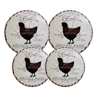 4 pack 2 small and 2 large vintage white and black rooster textured burner covers