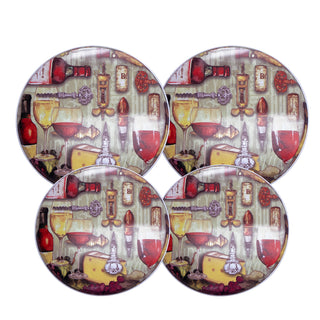 4 pack 2 small and 2 large wine design wiht bottles, corkscrews and bottles textured burner covers