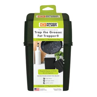 Black Fat Trapper System with 2 Replacement bags in packaging