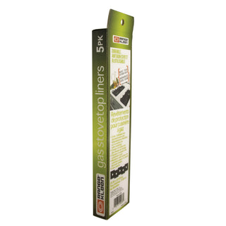 back side of packaging for the nonstick gas stove top liners on white background
