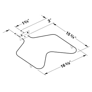Technical drawing of a metal bracket with dimensions labeled