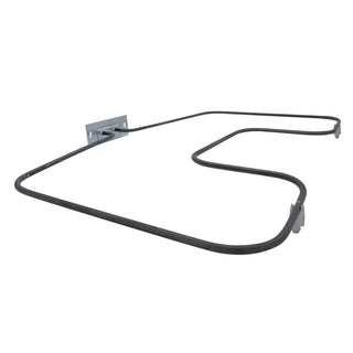 Black heating element with metal connectors on a white background