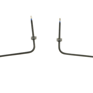 Two metal cables with connectors on a white background
