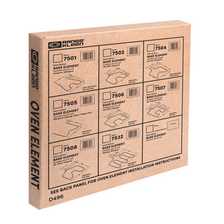 Oven element packaging box on white background