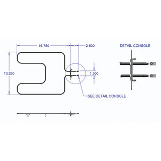 schematics of an oven element on white background