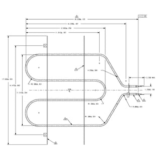 schematics of an oven element on white background
