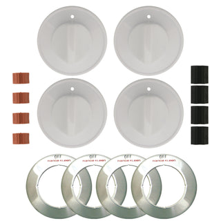 4-pack universal knob kit for gas stoves includes 4 knobs, 8 adapters, and four overlays