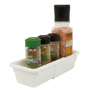 expandable storage bin with kitchen spices