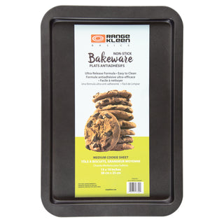 small nonstick baking sheet with packaging on white background