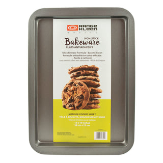 medium nonstick baking sheet with packaging on white background