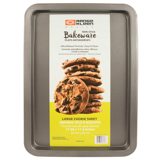 large nonstick baking sheet with packaging on white background