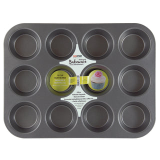 12 cup muffin-cupcake pan with packaging on white background.