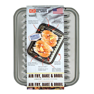 2-Piece 16 x 12.75-Inch Air Fry, Bake and Broiler Pan with Chrome Grill
