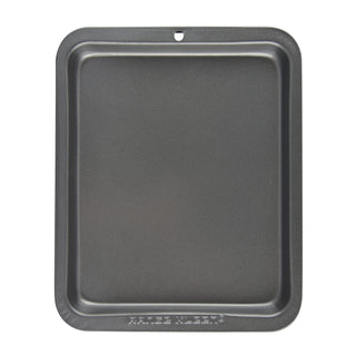 Overhead view of cookie sheet on white background