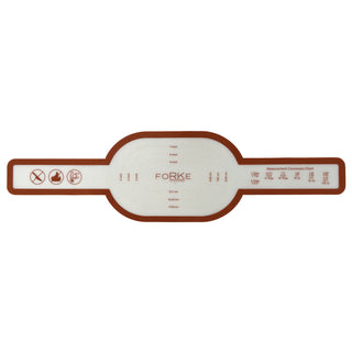 oval silicone bread sling with terracotta accents on white background