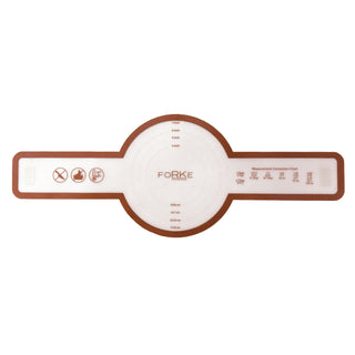Flat round silicone bread sling on white background with Terracotta accents