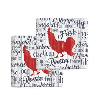 2 pk farmhouse rooster hot pads