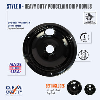 Universal 2pk Porcelain Drip Bowls 1 large and 2 small