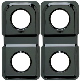 2 pieces of 2 burner style k black porcelain drip pan on white background