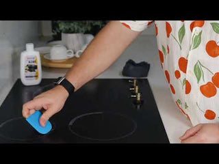 video demonstrating cleaning a smooth top stove and using the scrape and kleen tool