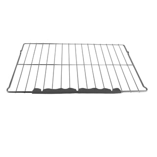 Oven rack edge guard attached to oven rack on white background.