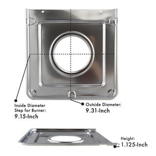 Measurement details of Style J Heavy Duty Chrome Drip Pan