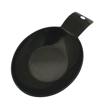 black melamine spoon rest on white background