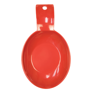 red melamine spoon rest on white background