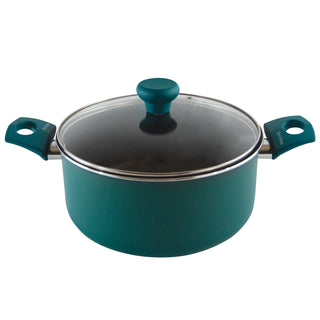 Taste of Home non-stick aluminum Dutch oven with a lid and two handles.