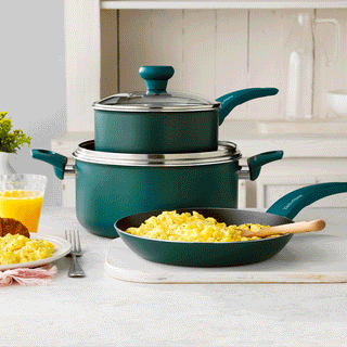 moving gif of taste of home cookware showing various combinations of pans with food