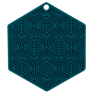 Sea Green hexogon shaped 3-in-1 tool, jar opener, hot pad and trivet