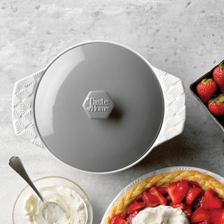 2-Quart Stoneware Round Casserole Dish with Lid