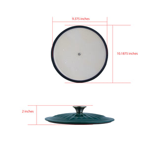 Taste of Home 5-Quart Enameled Cast Iron Dutch Oven Self-Basting Lid with dimensions labeled on a white background