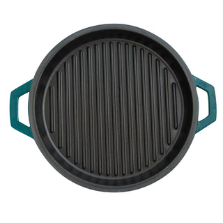 Taste of Home 7-Quart Enameled Cast Iron Dutch Oven Grill Lid top view