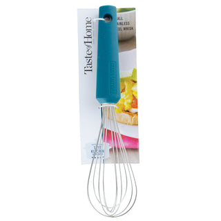 taste of home small stainless steel whisk in packaging on white background